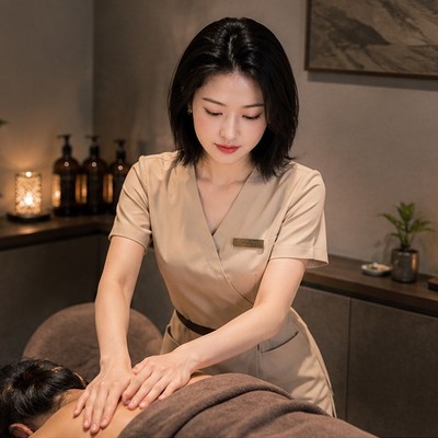 서울 출장마사지 방문 관리사가 관리를 진행하는 모습